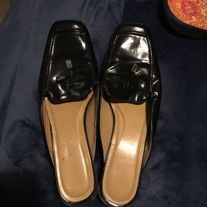Ralph Lauren Black Leather mules 7.5 tassels